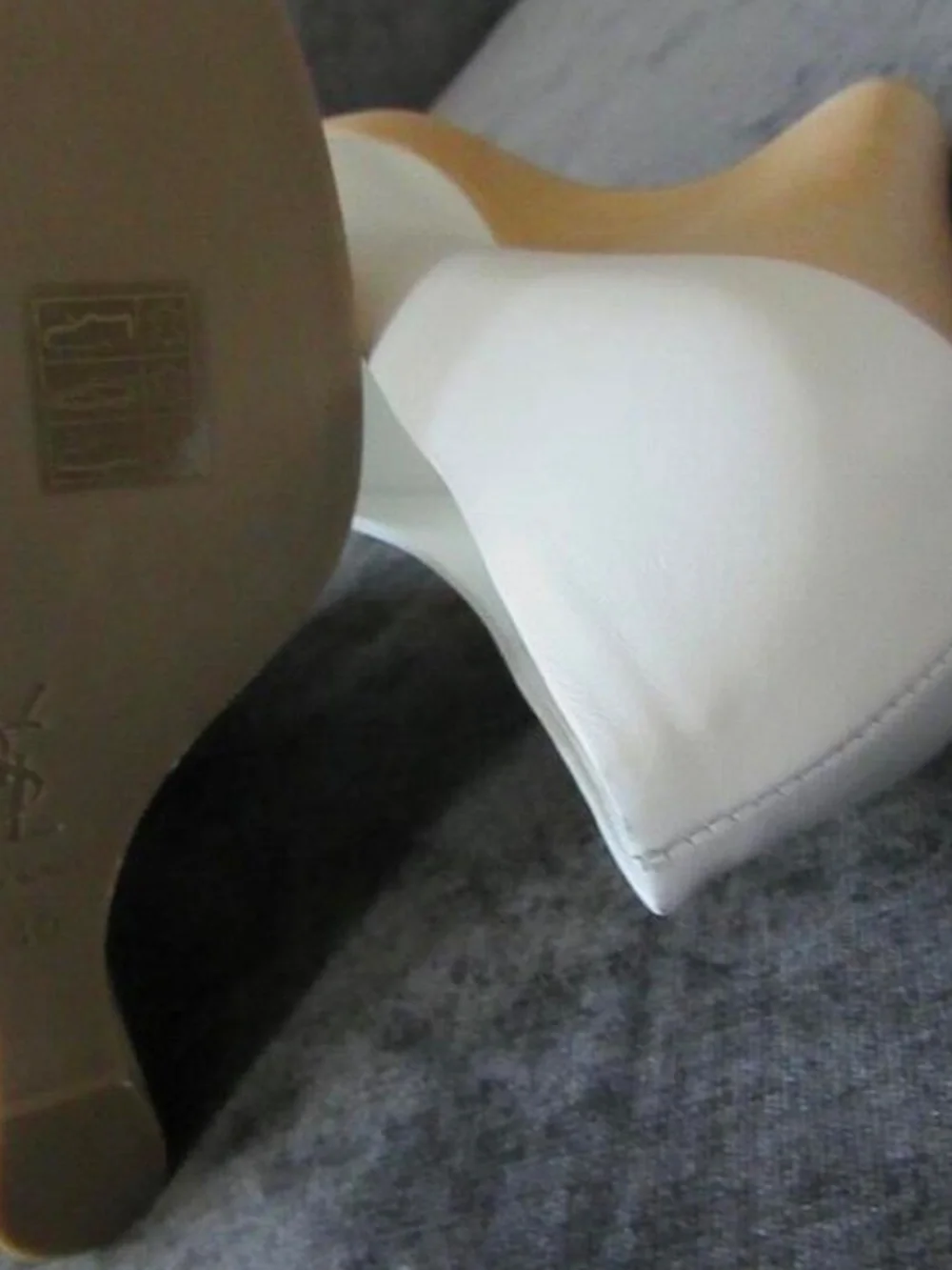 YSL Yves Saint Laurent White Leather Wedge Platform Pumps